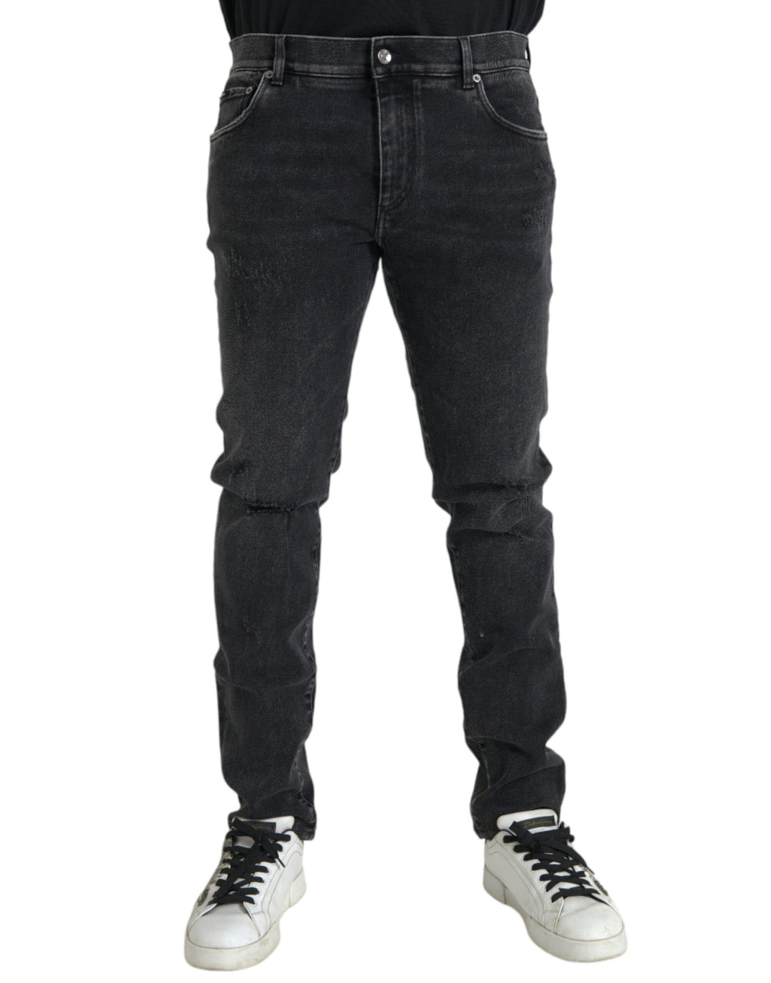 Dolce &amp; Gabbana Sample Sale Dolce &amp; Gabbana Gray Cotton Stretch Skinny Denim Logo Jeans - | Designer outlet