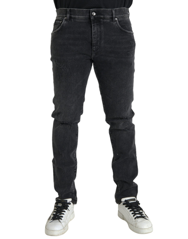 Dolce &amp; Gabbana Sample Sale Dolce &amp; Gabbana Gray Cotton Stretch Skinny Denim Logo Jeans - | Designer outlet