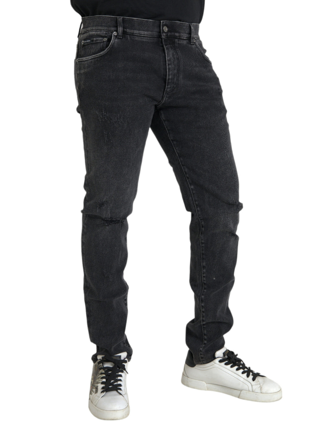 Dolce &amp; Gabbana Sample Sale Dolce &amp; Gabbana Gray Cotton Stretch Skinny Denim Logo Jeans - | Designer outlet