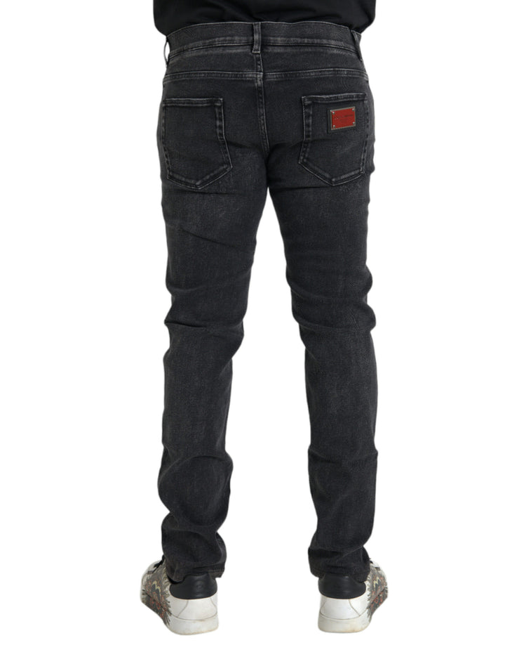 Dolce &amp; Gabbana Sample Sale Dolce &amp; Gabbana Gray Cotton Stretch Skinny Denim Logo Jeans - | Designer outlet