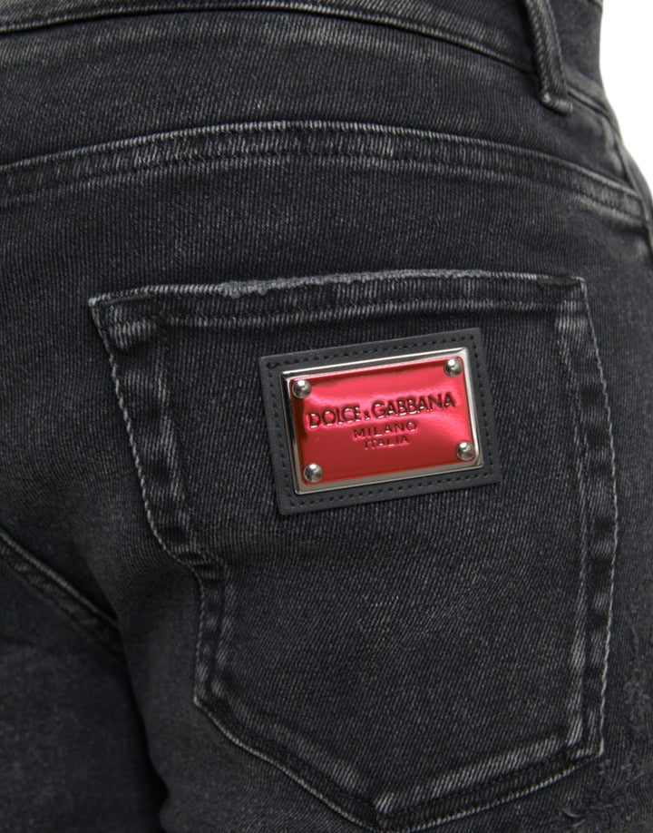 Dolce &amp; Gabbana Sample Sale Dolce &amp; Gabbana Gray Cotton Stretch Skinny Denim Logo Jeans - | Designer outlet