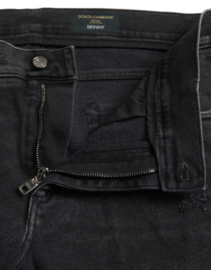 Dolce &amp; Gabbana Sample Sale Dolce &amp; Gabbana Gray Cotton Stretch Skinny Denim Logo Jeans - | Designer outlet