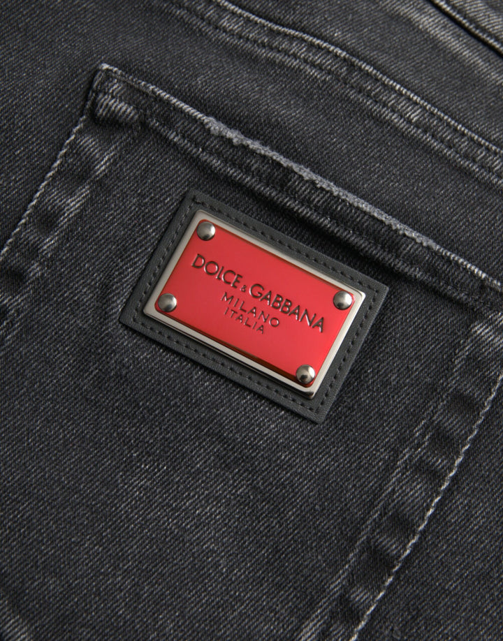Dolce &amp; Gabbana Sample Sale Dolce &amp; Gabbana Gray Cotton Stretch Skinny Denim Logo Jeans - | Designer outlet
