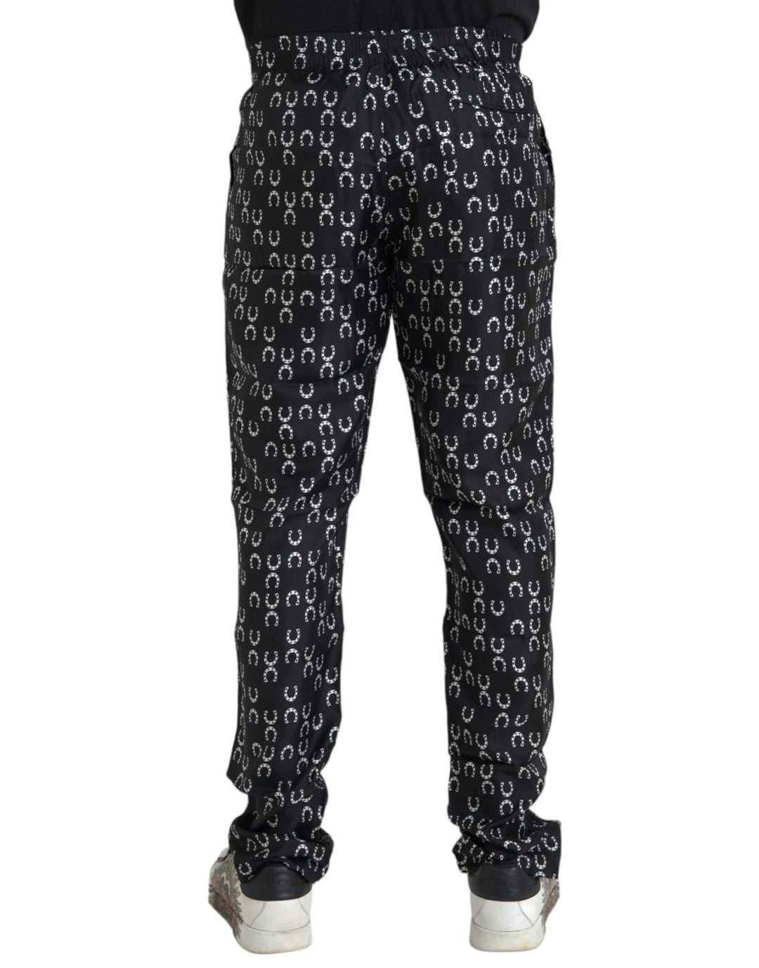 Dolce &amp; Gabbana Sample Sale Dolce &amp; Gabbana Black Horseshoe Print Silk Pants - | Designer outlet