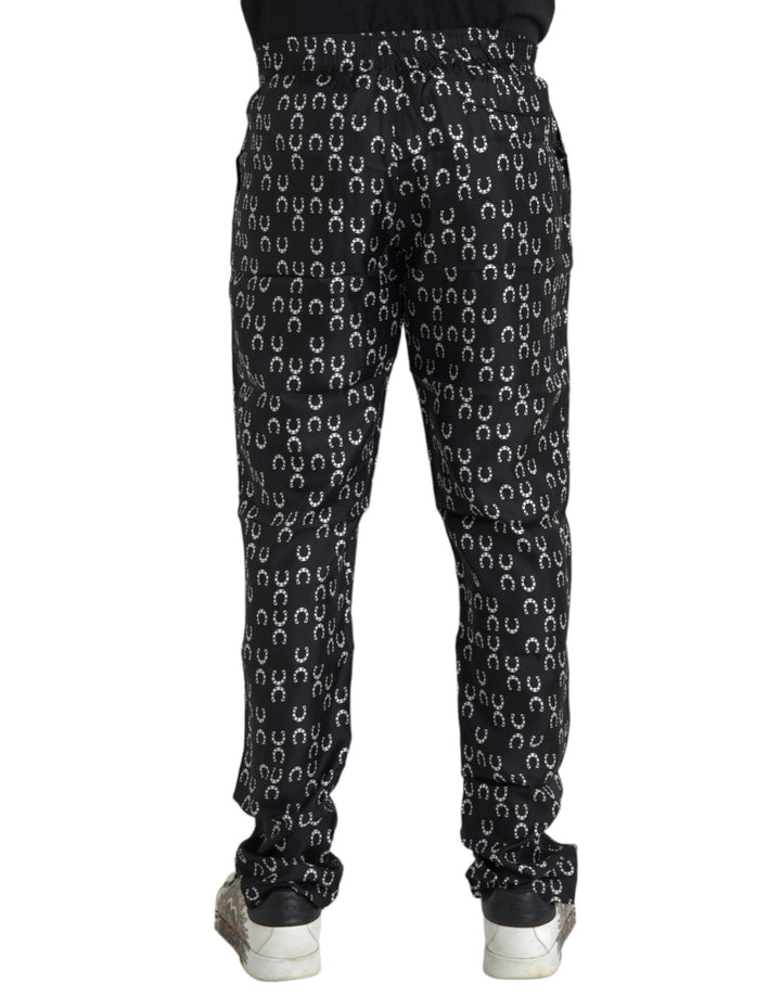 Dolce &amp; Gabbana Sample Sale Dolce &amp; Gabbana Black Horseshoe Print Silk Pants - | Designer outlet