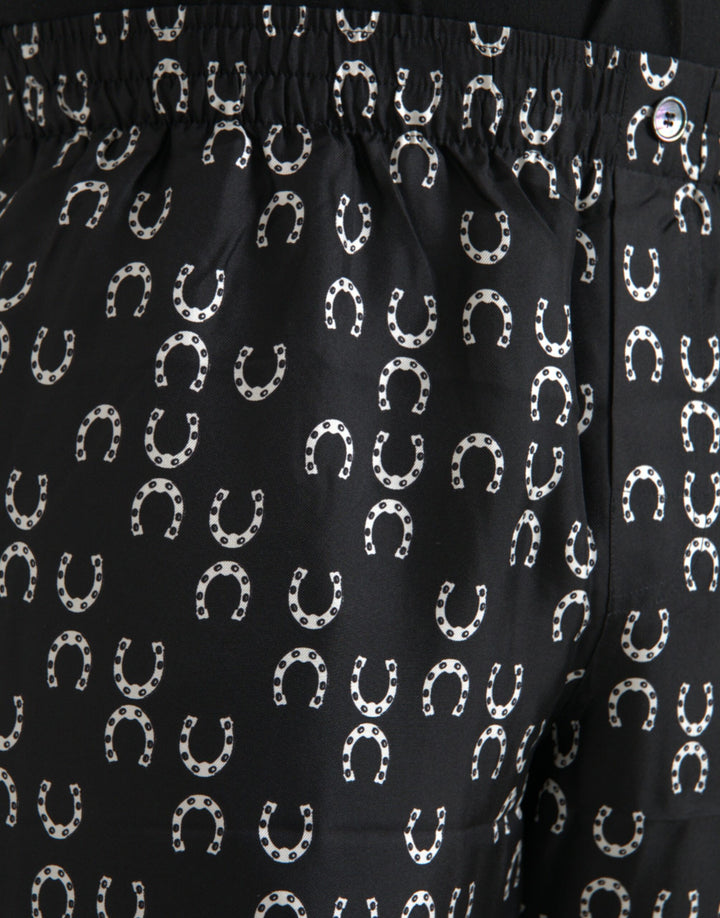 Dolce &amp; Gabbana Sample Sale Dolce &amp; Gabbana Black Horseshoe Print Silk Pants - | Designer outlet