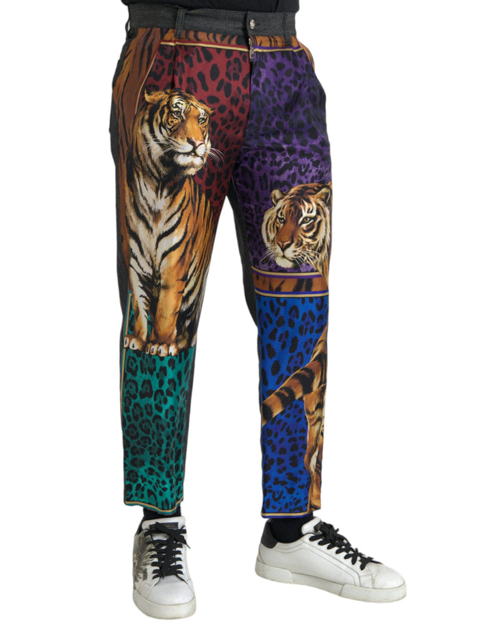 Dolce &amp; Gabbana Multicolor Tiger Leopard Cotton Loose Tapered Pants by Dolce &amp; Gabbana outlet now on sale