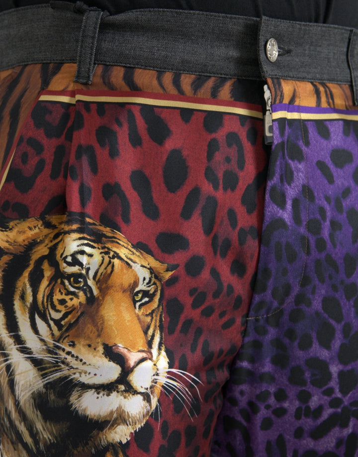 Dolce &amp; Gabbana Multicolor Tiger Leopard Cotton Loose Tapered Pants by Dolce &amp; Gabbana outlet now on sale