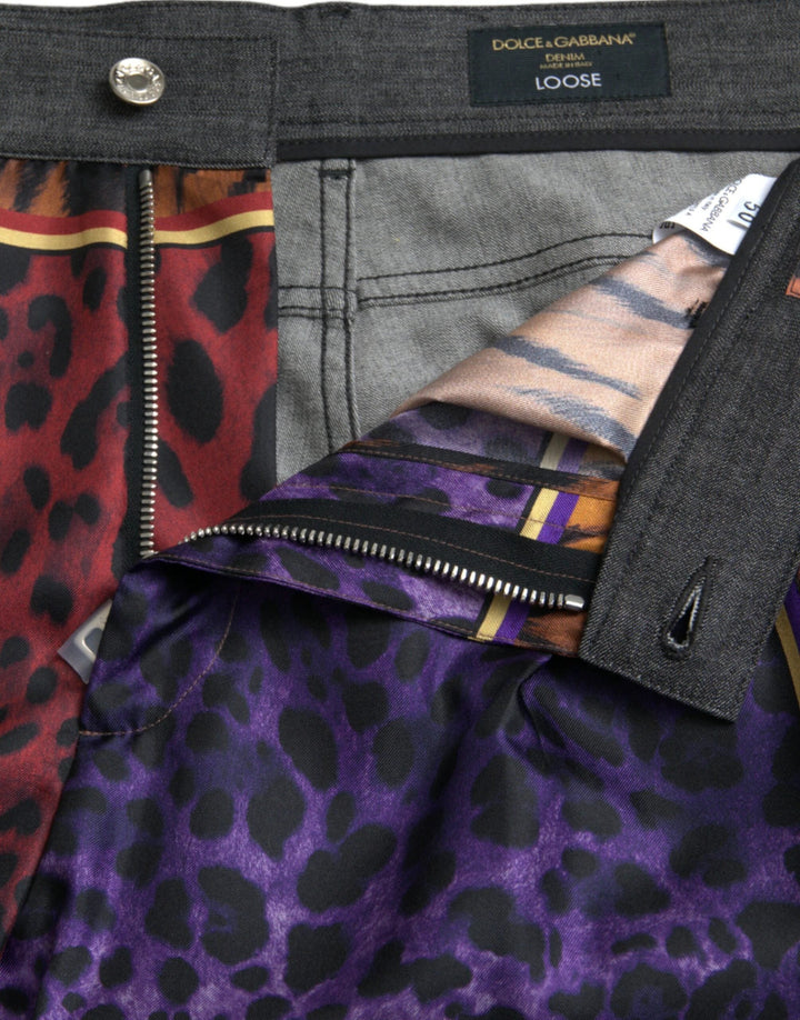 Dolce &amp; Gabbana Multicolor Tiger Leopard Cotton Loose Tapered Pants by Dolce &amp; Gabbana outlet now on sale