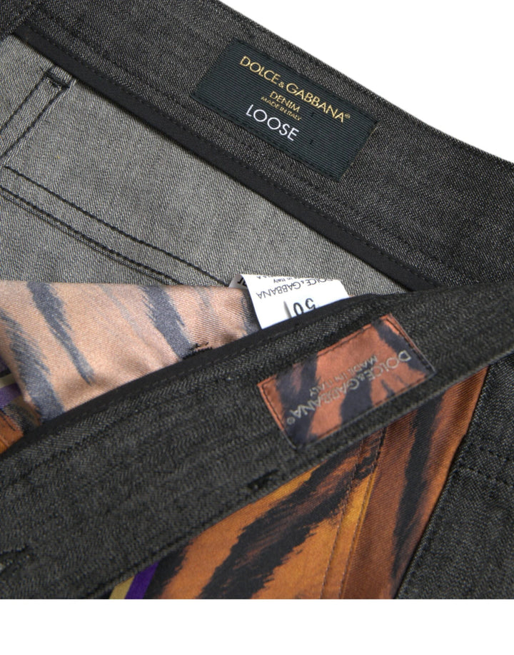 Dolce &amp; Gabbana Multicolor Tiger Leopard Cotton Loose Tapered Pants by Dolce &amp; Gabbana outlet now on sale