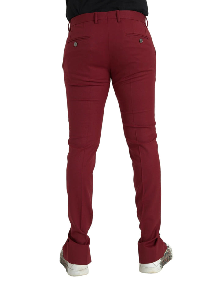 Dolce &amp; Gabbana Red Wool Men Slim Fit Dress Pants by Dolce &amp; Gabbana outlet now on sale