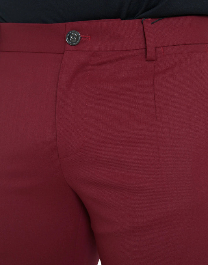 Dolce &amp; Gabbana Red Wool Men Slim Fit Dress Pants by Dolce &amp; Gabbana outlet now on sale