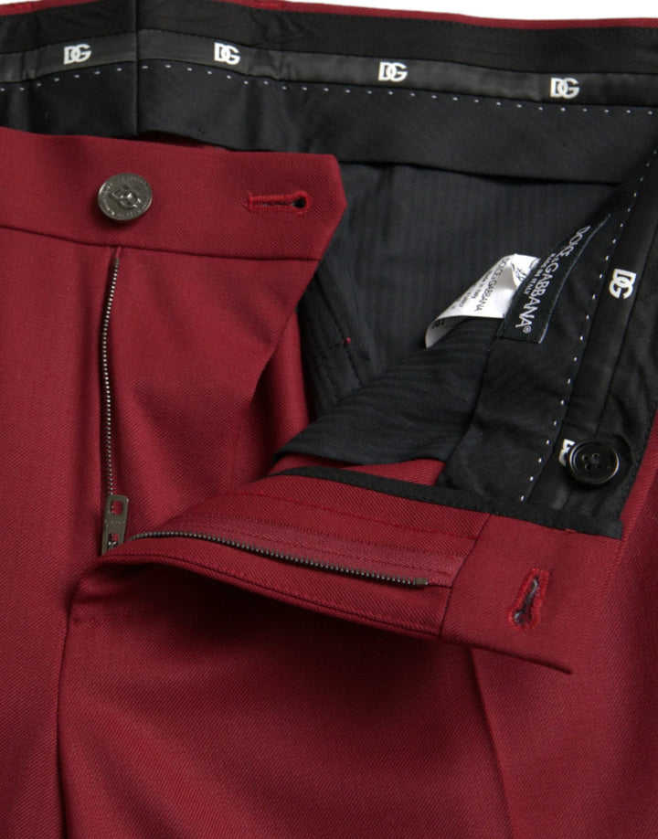 Dolce &amp; Gabbana Red Wool Men Slim Fit Dress Pants by Dolce &amp; Gabbana outlet now on sale