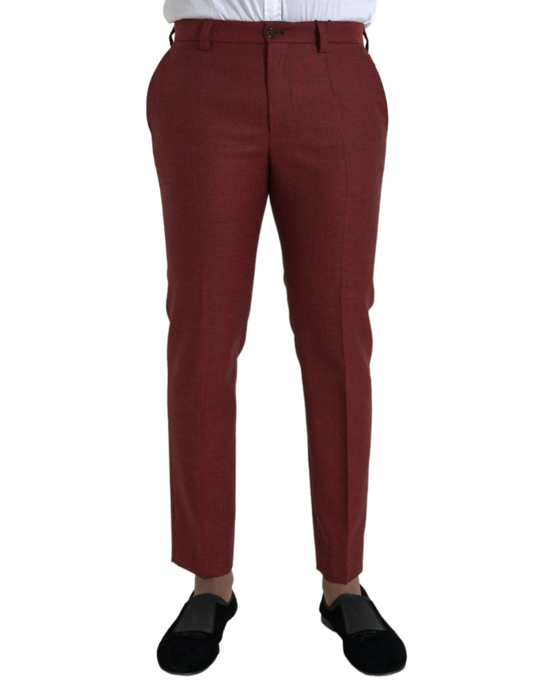 Dolce &amp; Gabbana Maroon Wool Men Skinny Dress Pants by Dolce &amp; Gabbana outlet now on sale