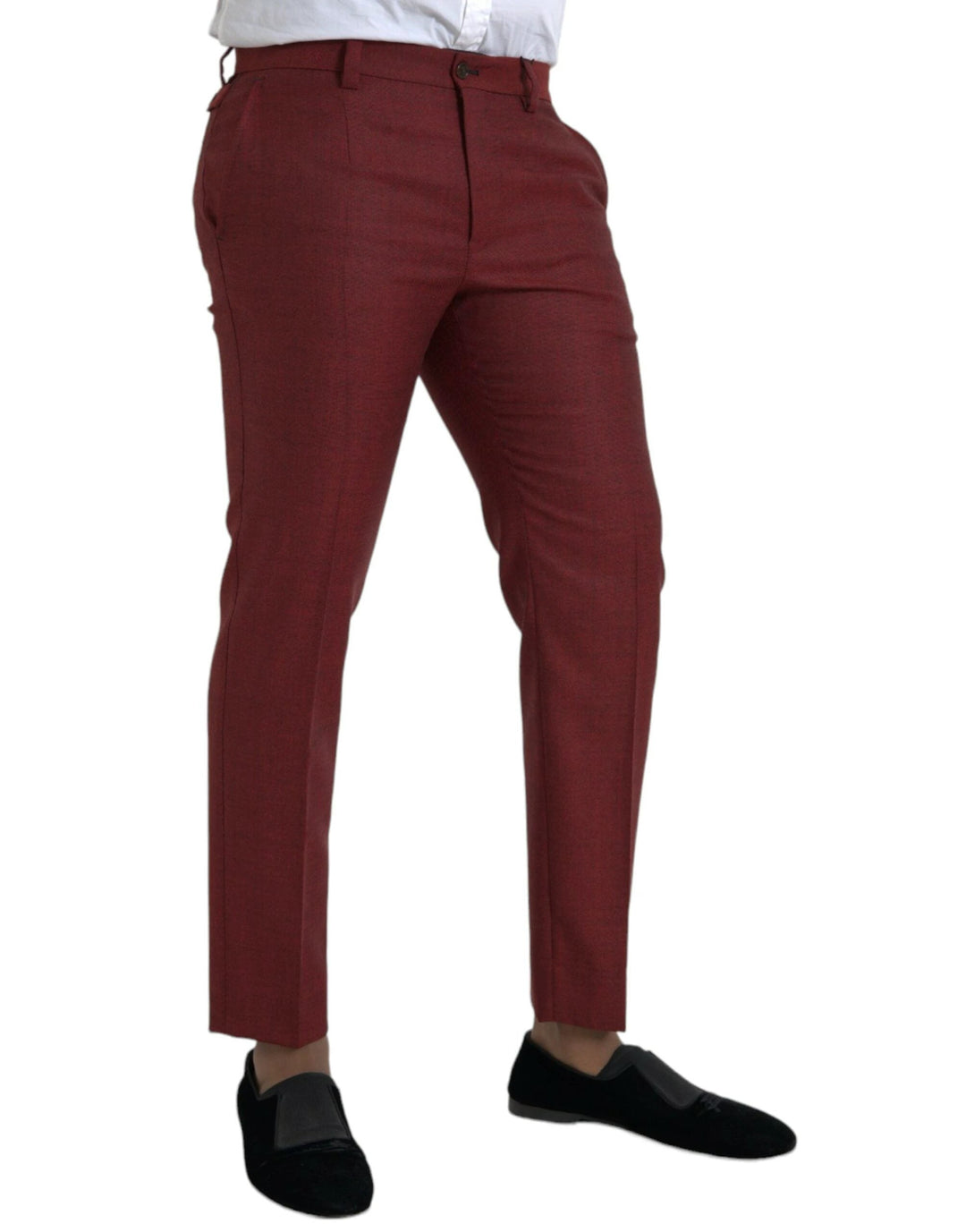 Dolce &amp; Gabbana Maroon Wool Men Skinny Dress Pants by Dolce &amp; Gabbana outlet now on sale