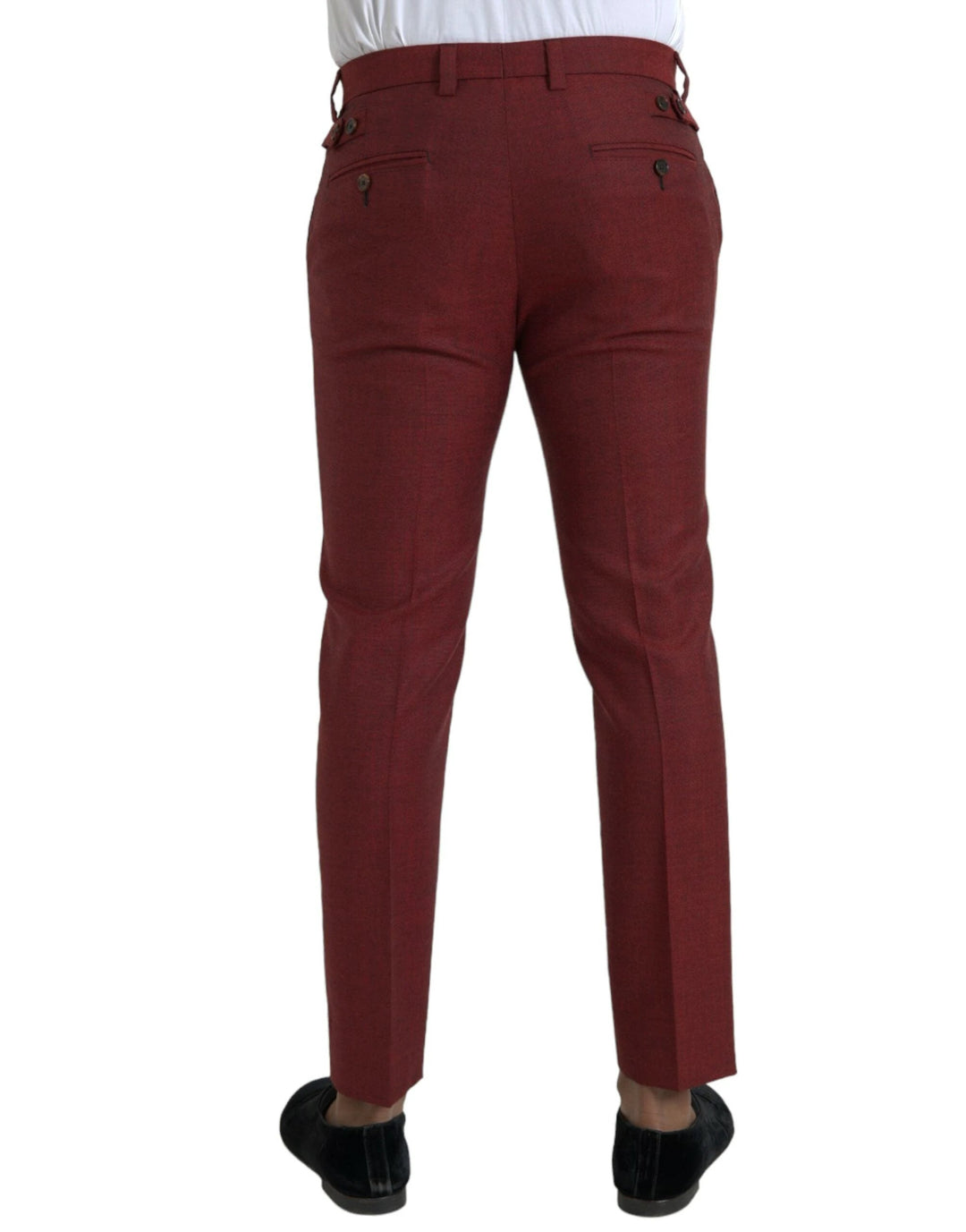 Dolce &amp; Gabbana Maroon Wool Men Skinny Dress Pants by Dolce &amp; Gabbana outlet now on sale