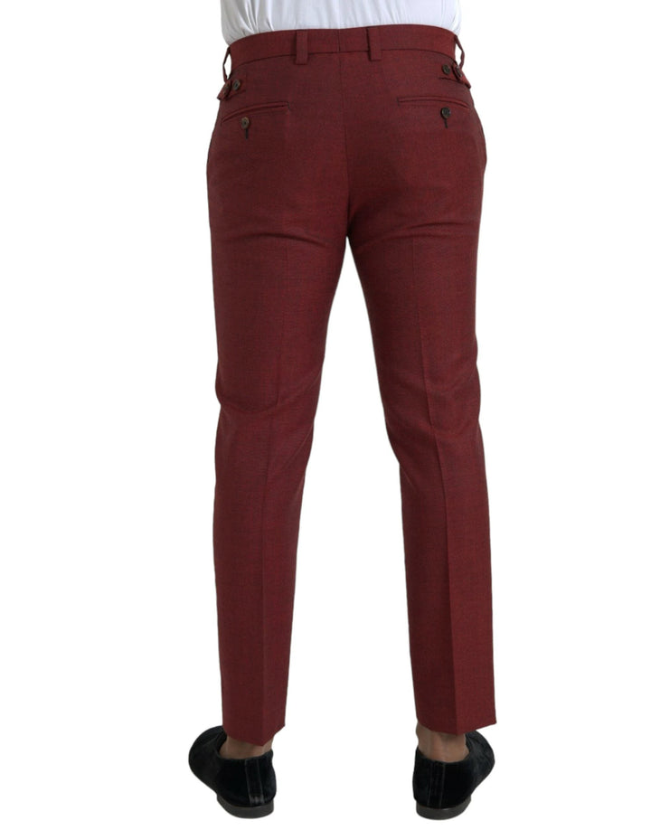 Dolce &amp; Gabbana Maroon Wool Men Skinny Dress Pants by Dolce &amp; Gabbana outlet now on sale