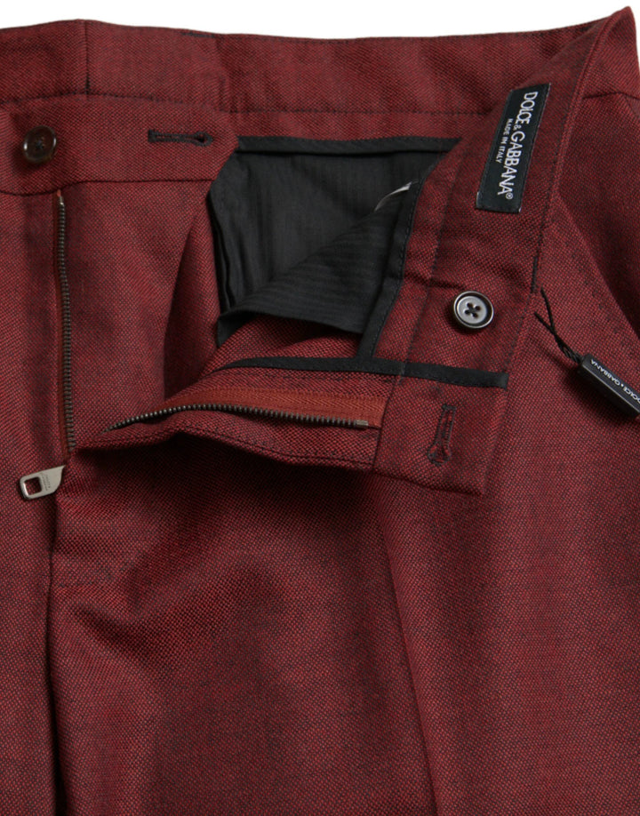 Dolce &amp; Gabbana Maroon Wool Men Skinny Dress Pants by Dolce &amp; Gabbana outlet now on sale