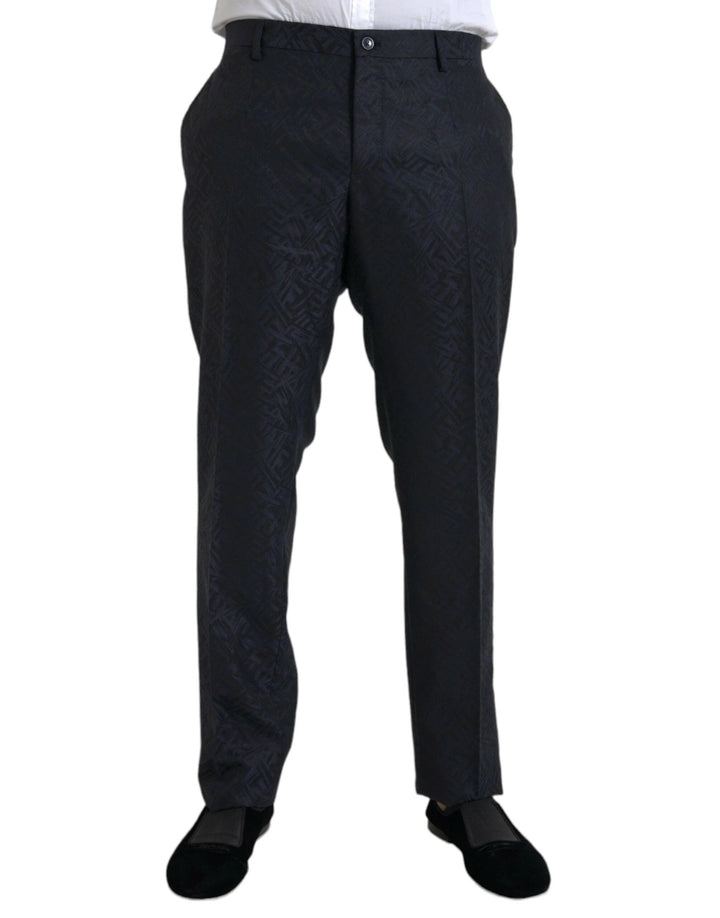 Dolce &amp; Gabbana Blue Brocade Wool Skinny Men Dress Pants by Dolce &amp; Gabbana outlet now on sale