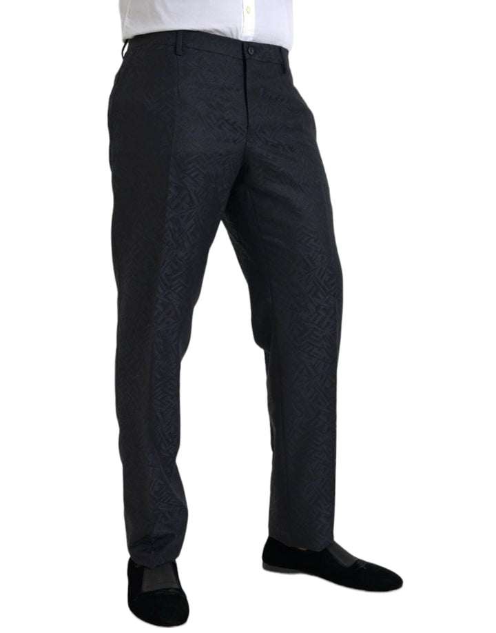 Dolce &amp; Gabbana Blue Brocade Wool Skinny Men Dress Pants by Dolce &amp; Gabbana outlet now on sale
