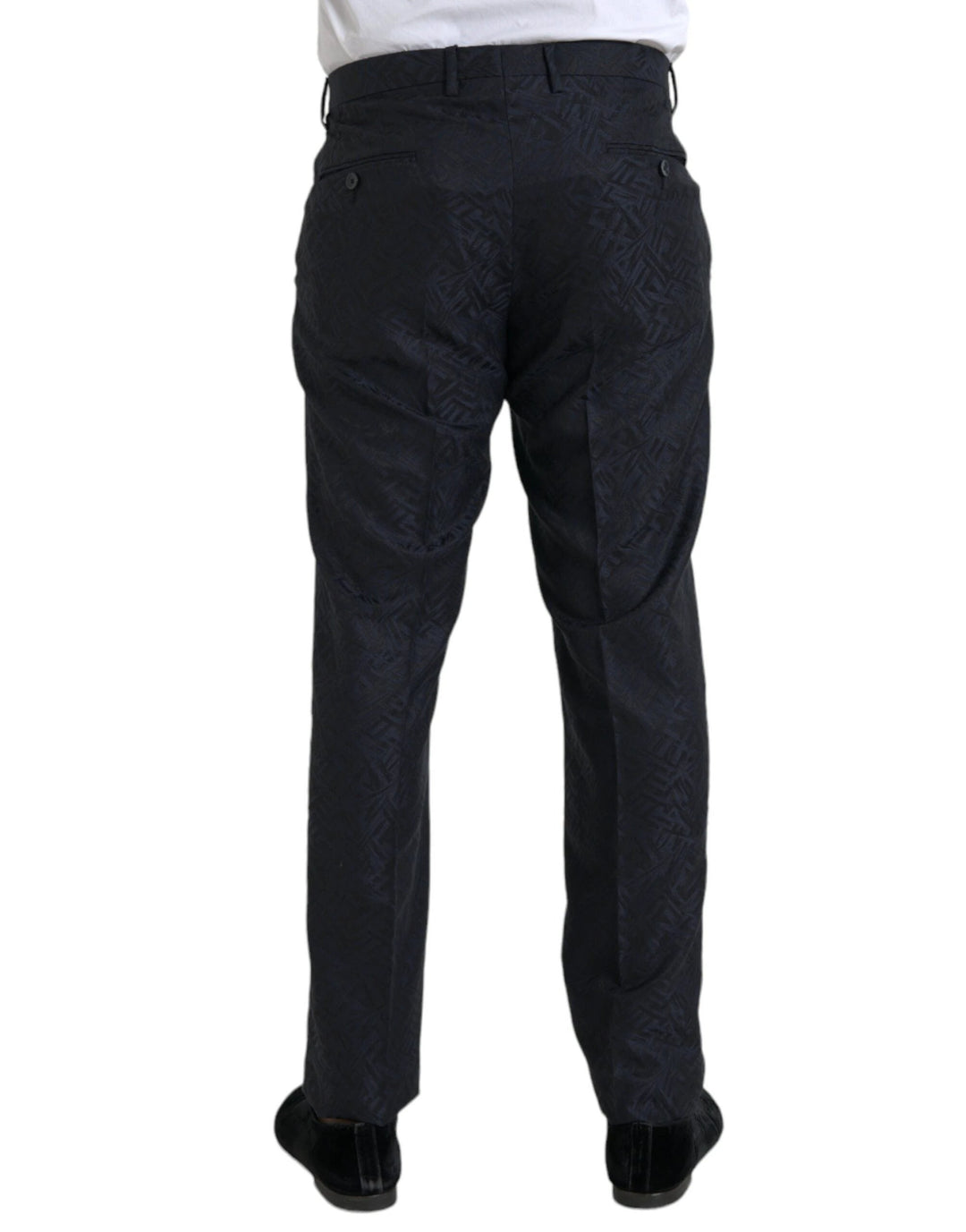 Dolce &amp; Gabbana Blue Brocade Wool Skinny Men Dress Pants by Dolce &amp; Gabbana outlet now on sale