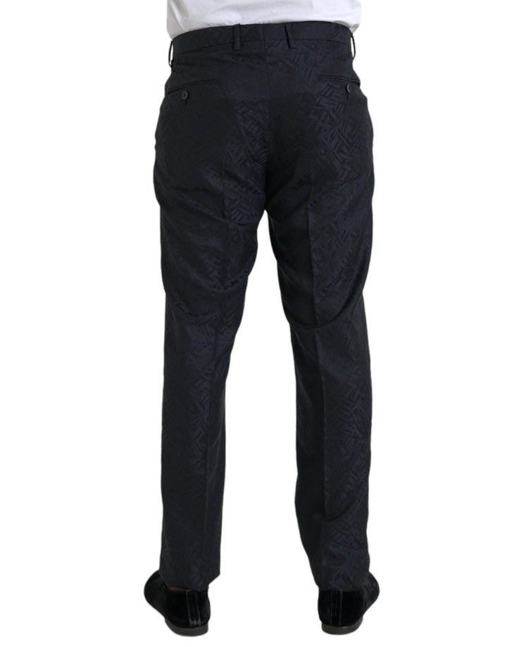 Dolce &amp; Gabbana Blue Brocade Wool Skinny Men Dress Pants by Dolce &amp; Gabbana outlet now on sale