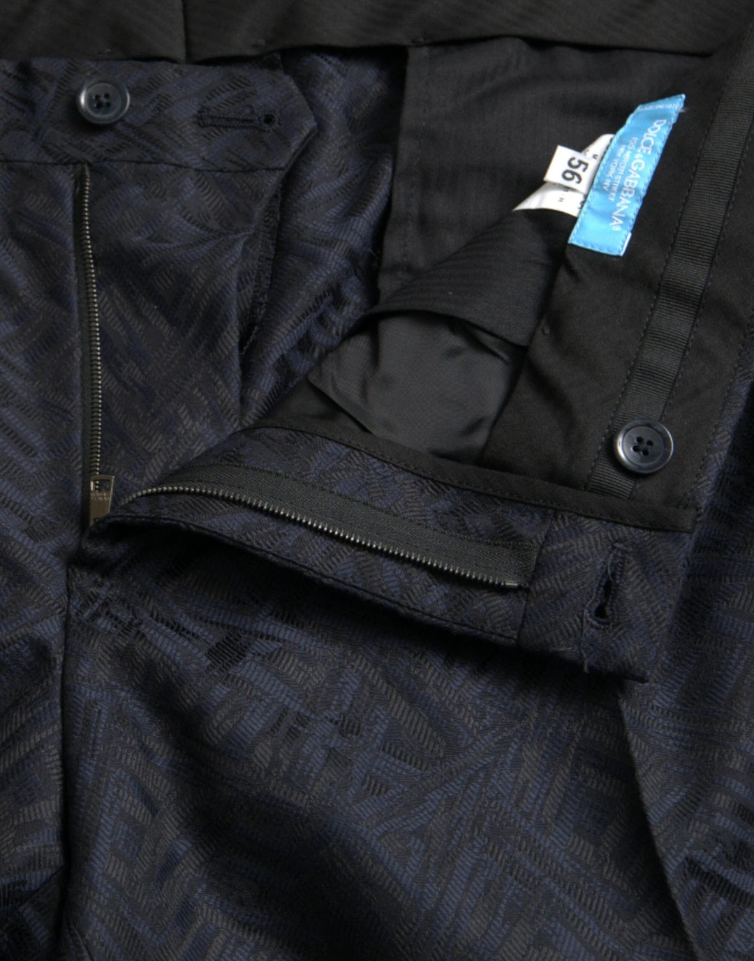 Dolce &amp; Gabbana Blue Brocade Wool Skinny Men Dress Pants by Dolce &amp; Gabbana outlet now on sale