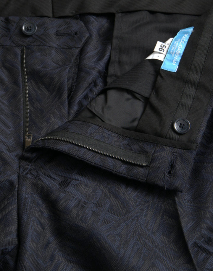 Dolce &amp; Gabbana Blue Brocade Wool Skinny Men Dress Pants by Dolce &amp; Gabbana outlet now on sale