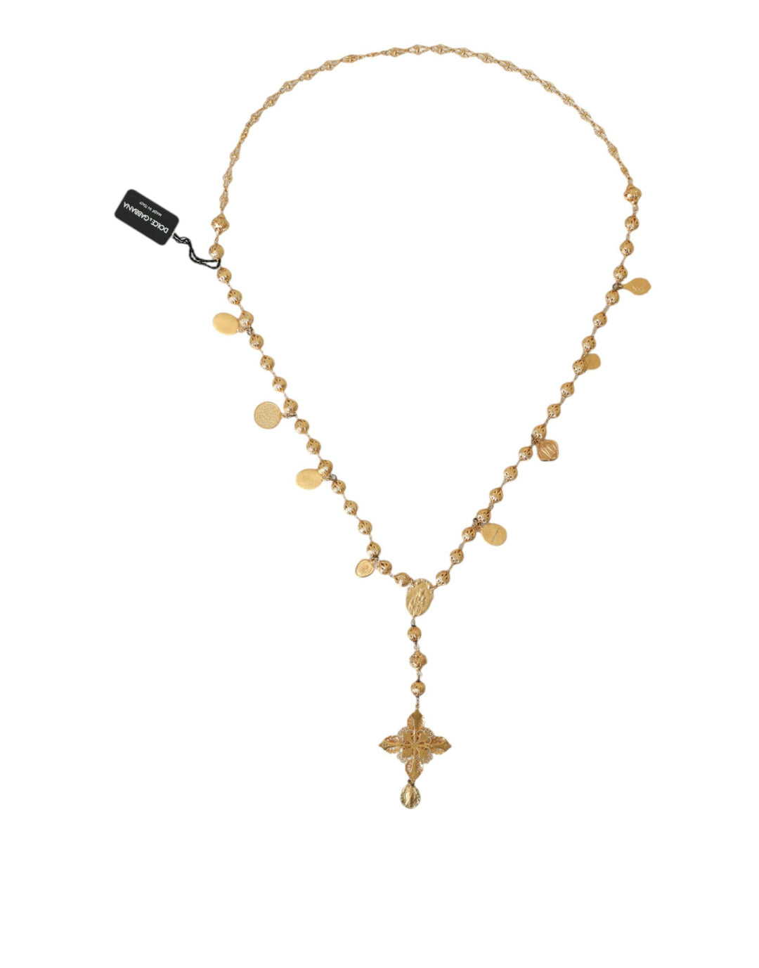 Dolce & Gabbana - Dolce & Gabbana Gold Tone Chain Brass Beaded Statement Sicily Necklace - SMY101268 - Ask Me Wear