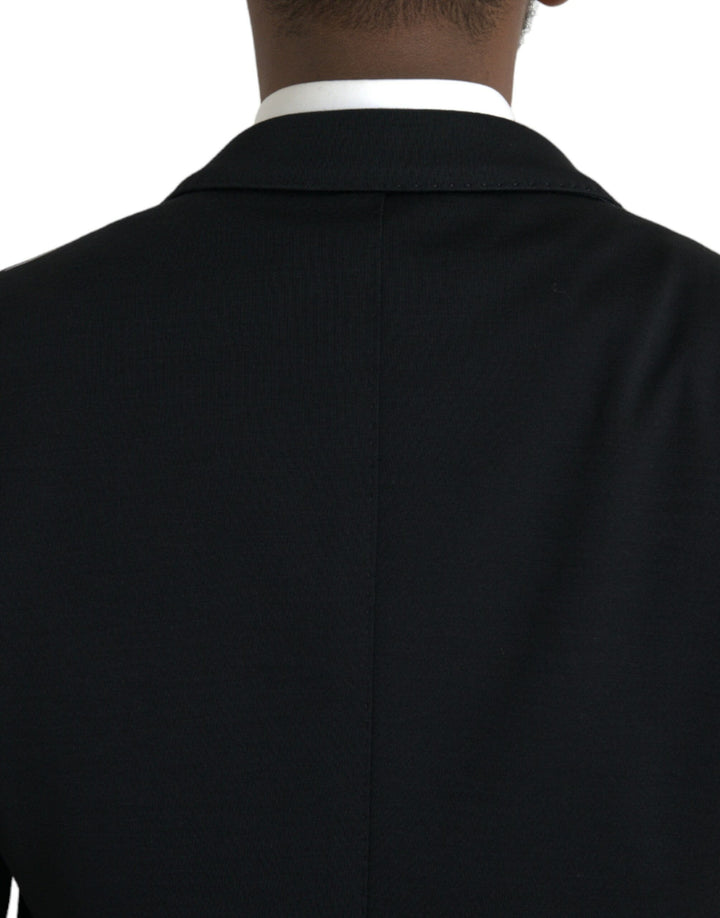 Dolce & Gabbana Black Wool Notch Single Breasted Coat Blazer