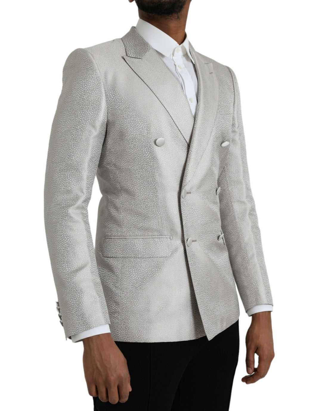 Dolce & Gabbana Off White MARTINI Double Breasted Coat Blazer