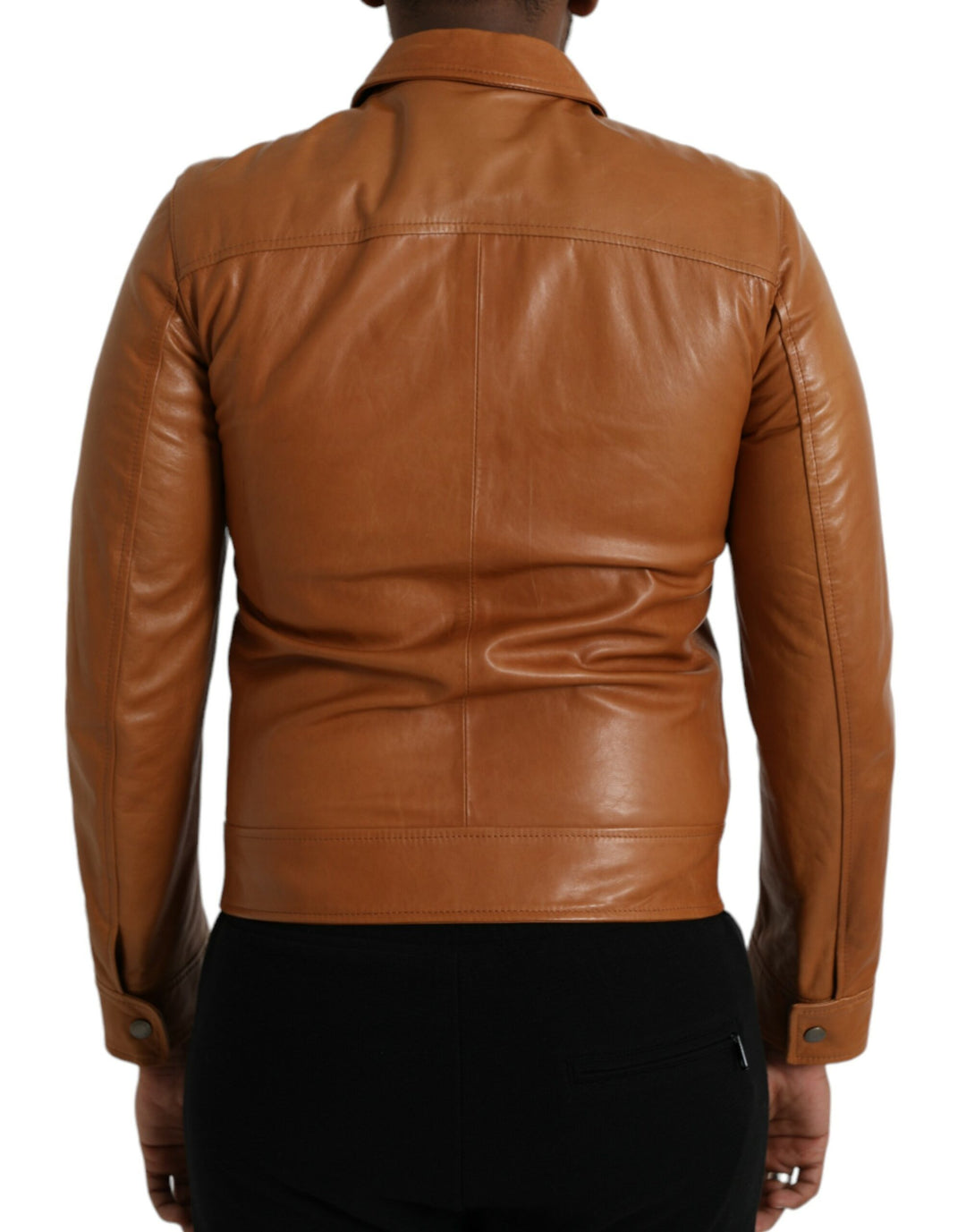 Dolce & Gabbana - Dolce & Gabbana Brown Lamb Leather Full Zip Blouson Jacket - JKT4047 - 44 - Ask Me Wear