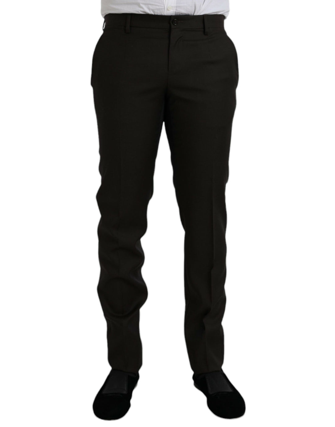 Dolce &amp; Gabbana Dark Brown Wool Slim Fit Formal Pants by Dolce &amp; Gabbana outlet now on sale