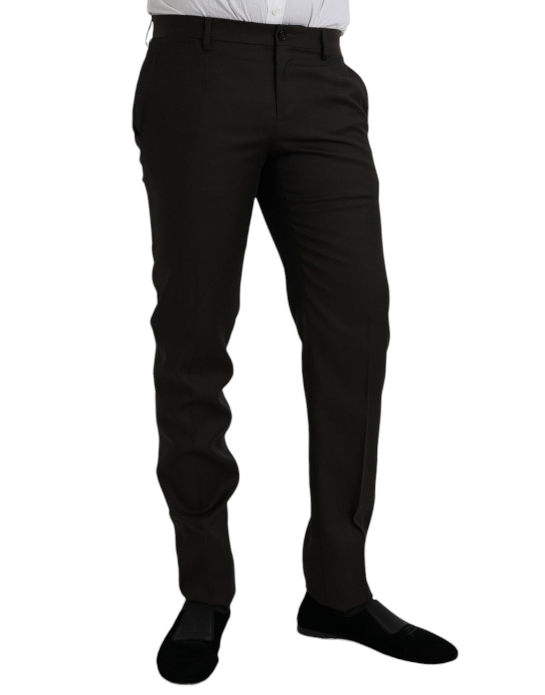 Dolce &amp; Gabbana Dark Brown Wool Slim Fit Formal Pants by Dolce &amp; Gabbana outlet now on sale