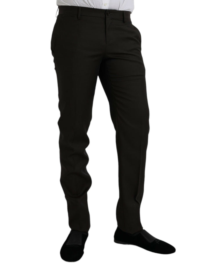 Dolce &amp; Gabbana Dark Brown Wool Slim Fit Formal Pants by Dolce &amp; Gabbana outlet now on sale