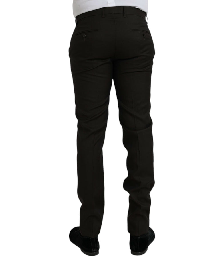 Dolce &amp; Gabbana Dark Brown Wool Slim Fit Formal Pants by Dolce &amp; Gabbana outlet now on sale