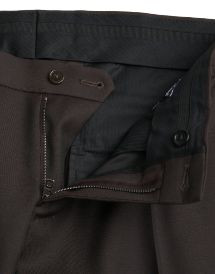 Dolce &amp; Gabbana Dark Brown Wool Slim Fit Formal Pants by Dolce &amp; Gabbana outlet now on sale