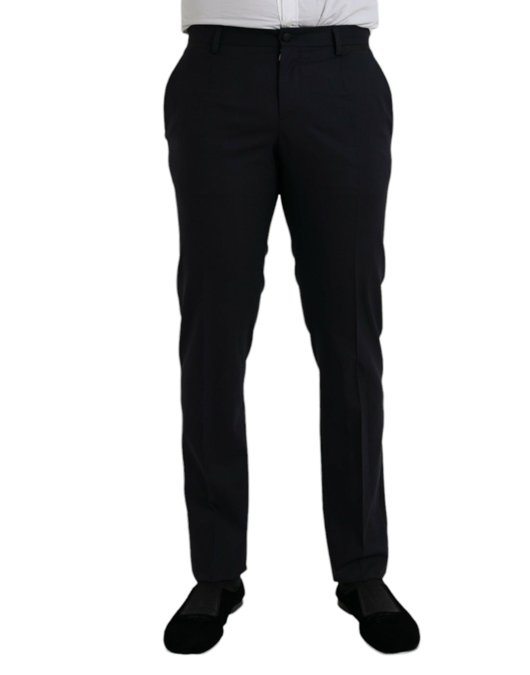 Dolce &amp; Gabbana Dark Blue Wool Slim Fit Formal Pants by Dolce &amp; Gabbana outlet now on sale