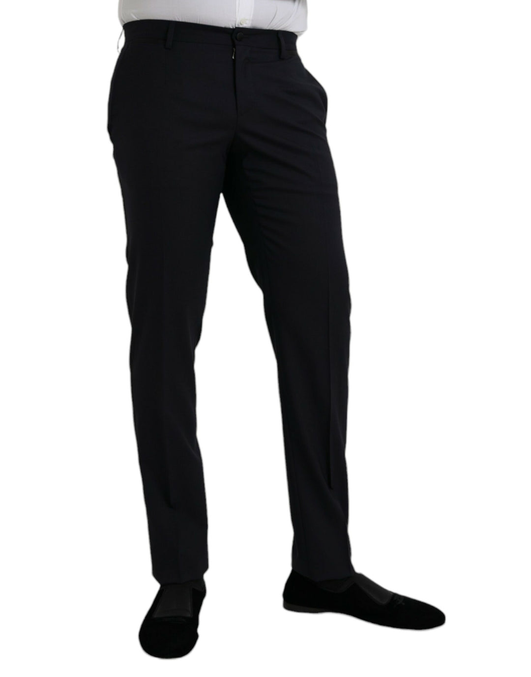 Dolce &amp; Gabbana Dark Blue Wool Slim Fit Formal Pants by Dolce &amp; Gabbana outlet now on sale