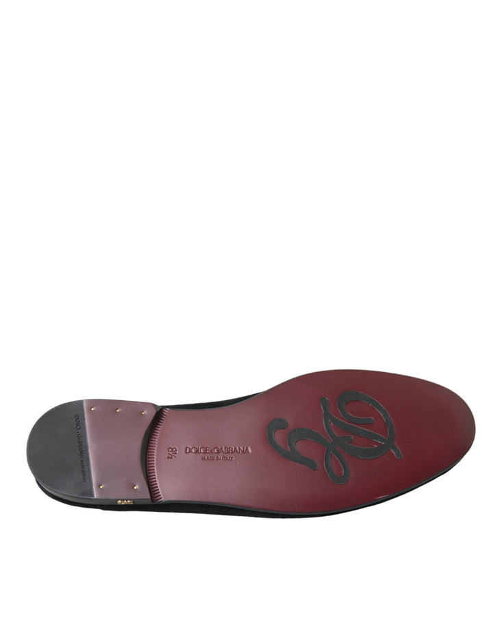 Dolce &amp; Gabbana Black Suede Loafers Formal Dress Slip On Shoes by Dolce &amp; Gabbana outlet now on sale