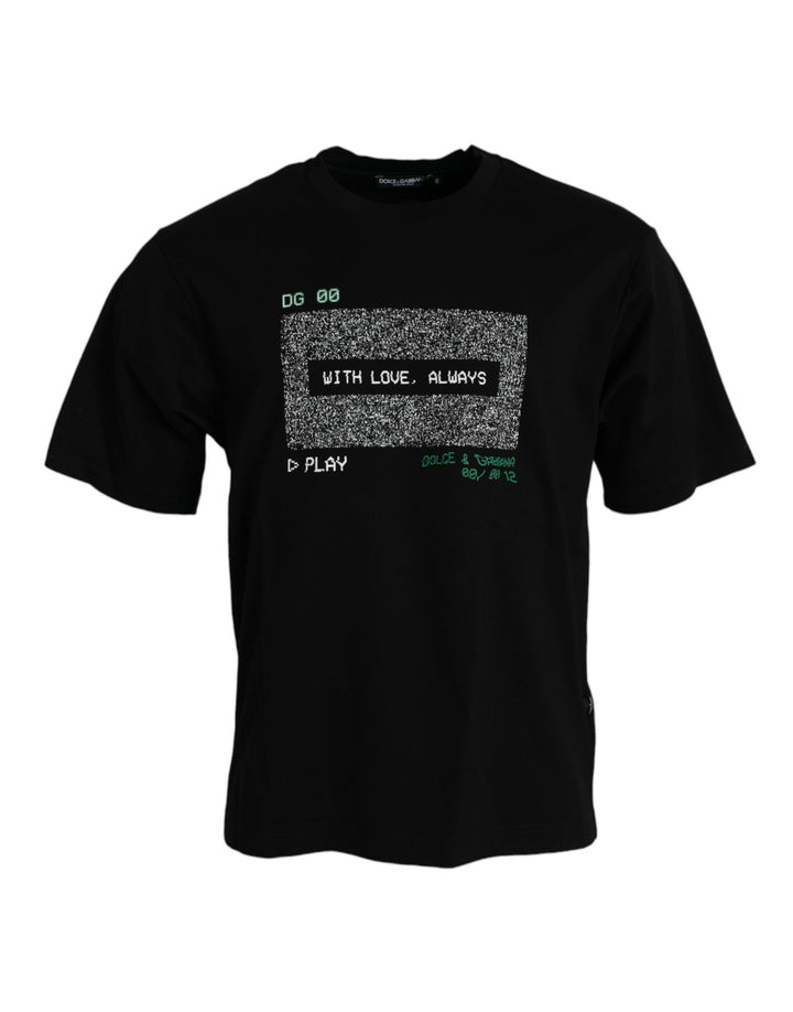 Dolce &amp; Gabbana Black With Love Always Crew Neck Top T-shirt by Dolce &amp; Gabbana outlet now on sale
