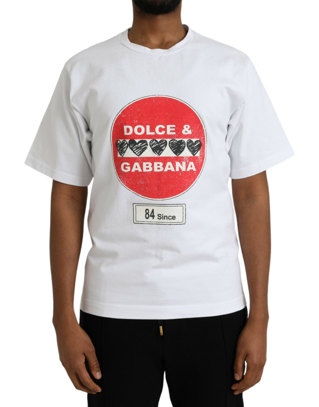 Dolce &amp; Gabbana Sample Sale Dolce &amp; Gabbana White Amor Heart Cotton Crewneck Short Sleeve T-shirt - | Designer outlet
