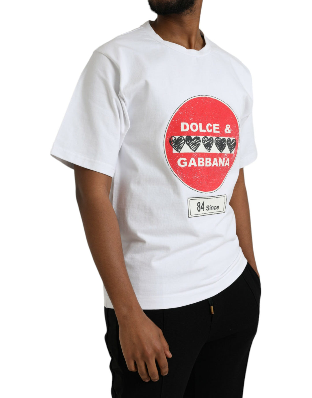 Dolce &amp; Gabbana Sample Sale Dolce &amp; Gabbana White Amor Heart Cotton Crewneck Short Sleeve T-shirt - | Designer outlet