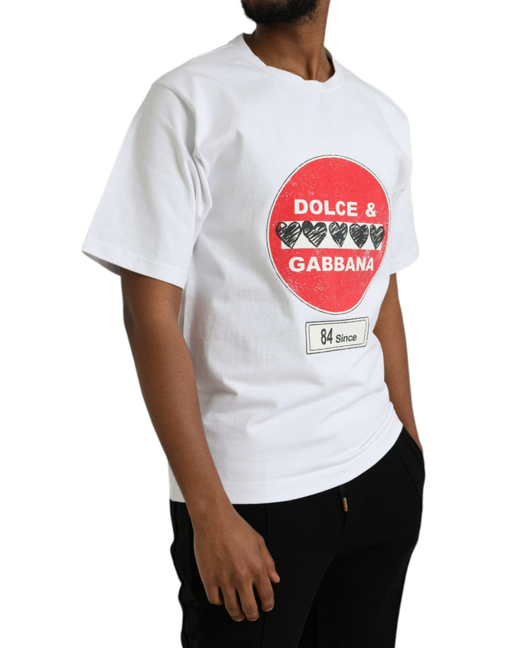 Dolce &amp; Gabbana Sample Sale Dolce &amp; Gabbana White Amor Heart Cotton Crewneck Short Sleeve T-shirt - | Designer outlet