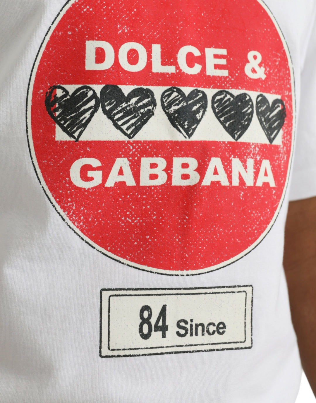 Dolce &amp; Gabbana Sample Sale Dolce &amp; Gabbana White Amor Heart Cotton Crewneck Short Sleeve T-shirt - | Designer outlet