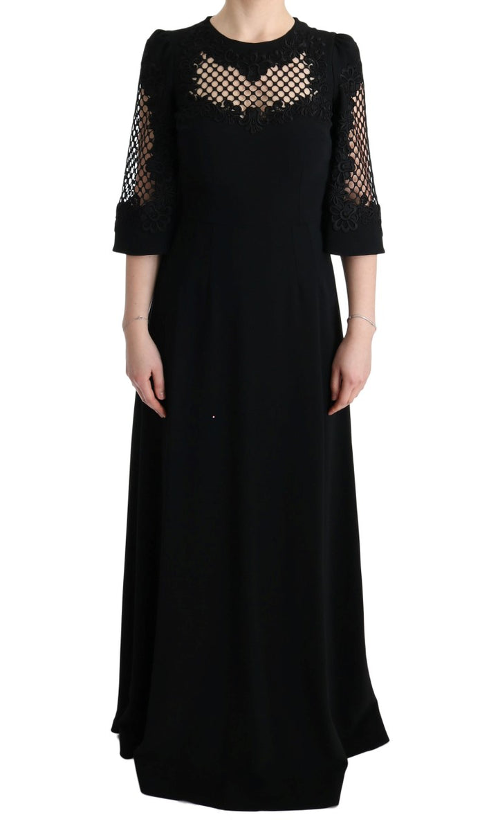 Dolce & Gabbana Elegant Black Floral Maxi Dress