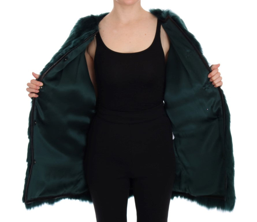 【VIP価格】DOLCE & GABBANA Green Alpaca Vest Dolce & Gabbana Exquisite Green Alpaca Fur Long Vest
