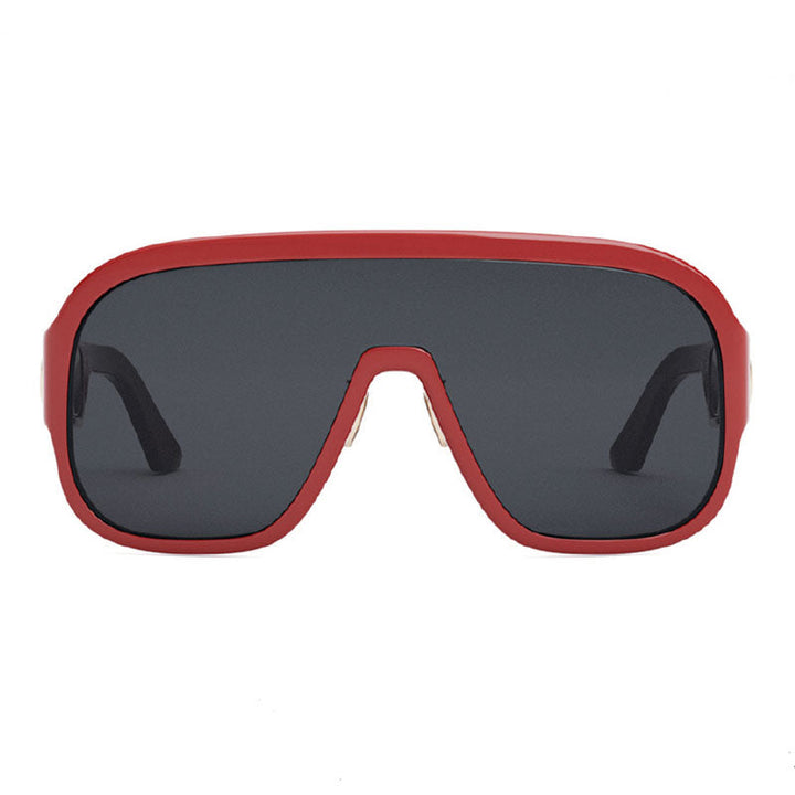 Dior Shield Full Rim, with a Red frame and Grey lens.
