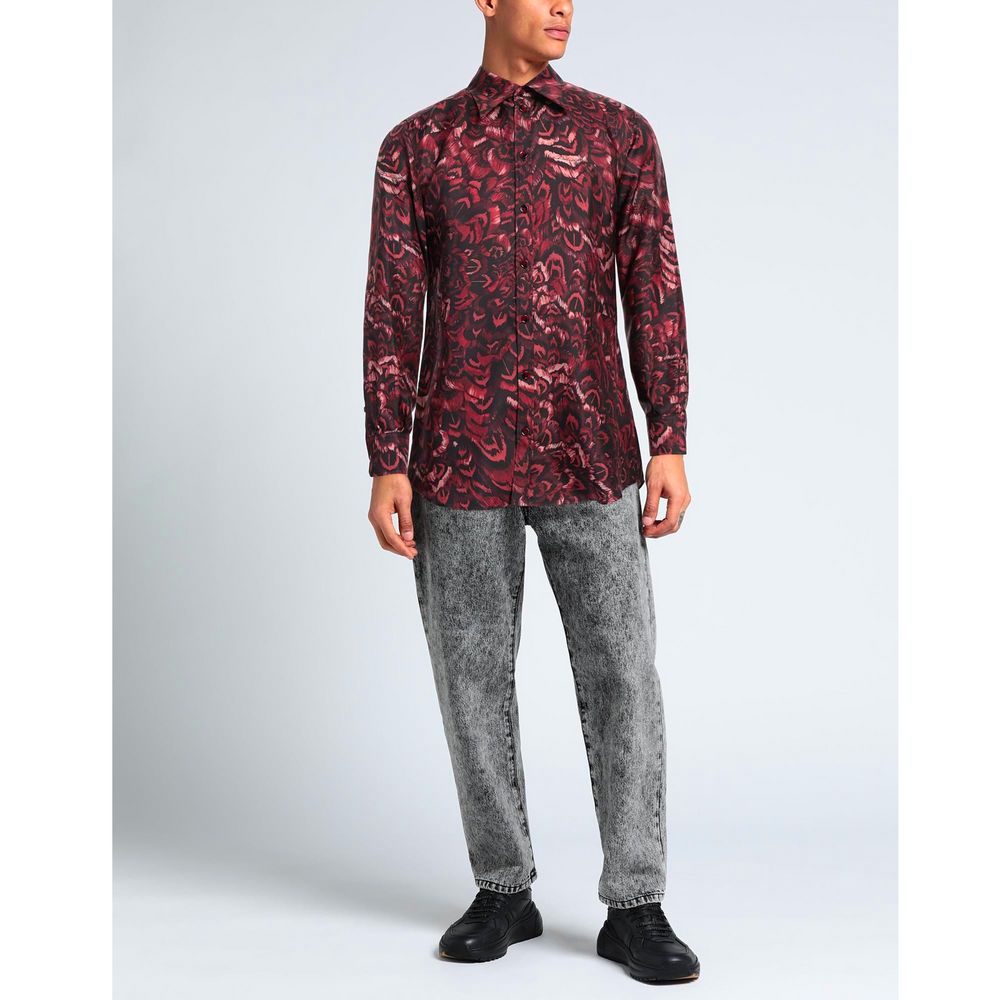 Dolce & Gabbana Red Silk Men Shirt