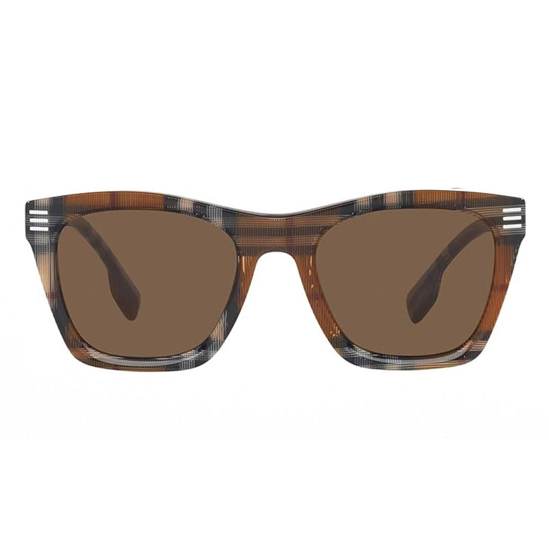 Burberry Sunglasses Square Full Rim, Brown Check Frame and Dark Brown Lens BE4348396673